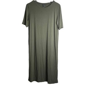 Eileen Fisher Shift Dress Womens XS Olive Green Cap Sleeve A-Line